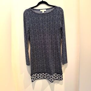 Navy and White Patterned Dress